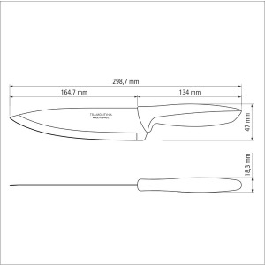 Набір ножів Chef Tramontina Plenus light grey, 203 мм - 12 шт. - фото №3