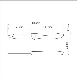 Набір ножів для овочів Tramontina Plenus light grey, 76 мм - 12 шт. - фото №3